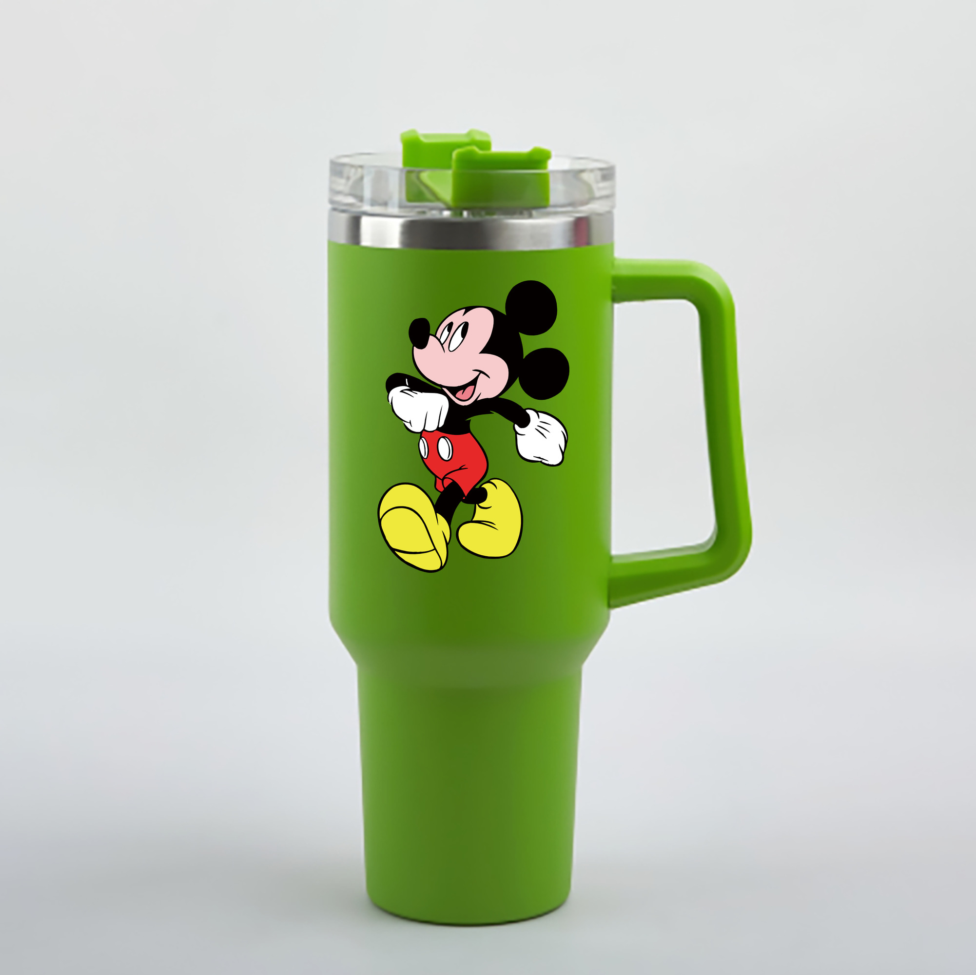 （画像用） ミッキーマウス Mickey Mouse 1200mL車用タンブラー - クリスタルステッカー（プラスチックストロー付き）